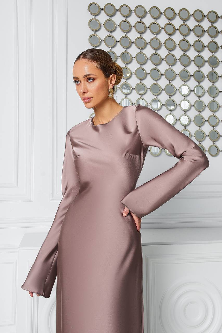 Satin Long Sleeve Maxi Dress