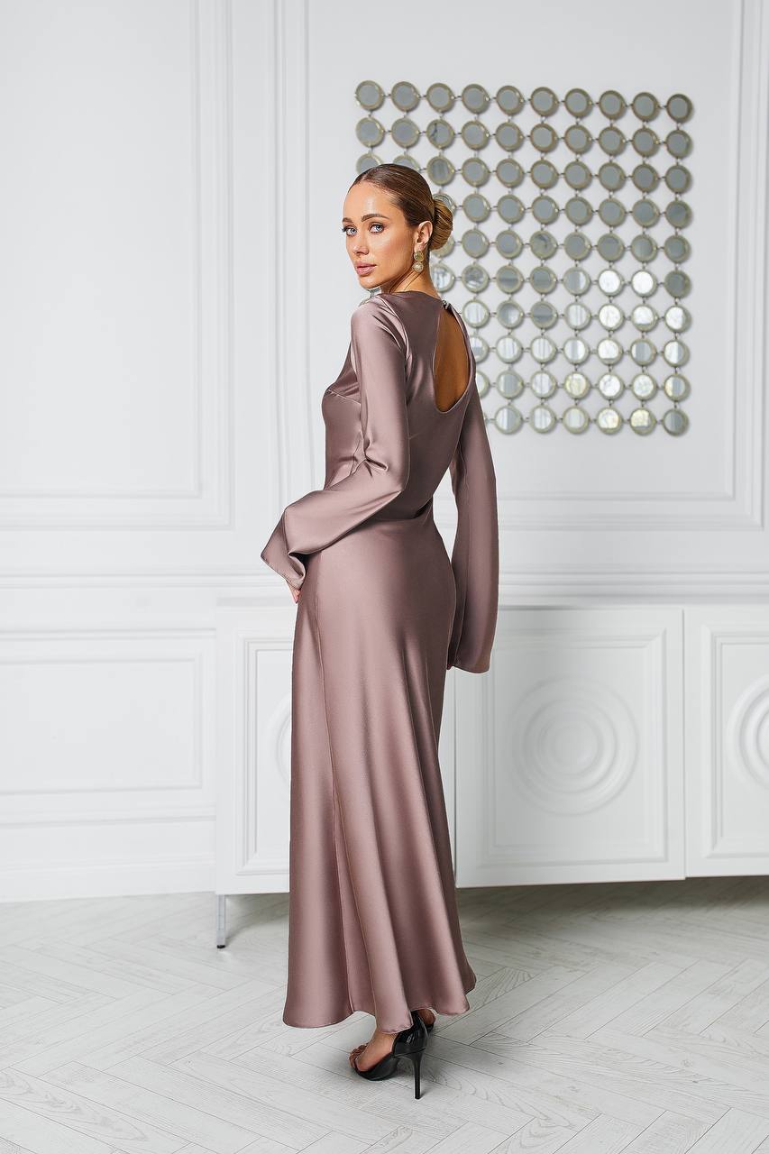 Satin Long Sleeve Maxi Dress