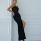 Strapless V-neck Maxi Dress