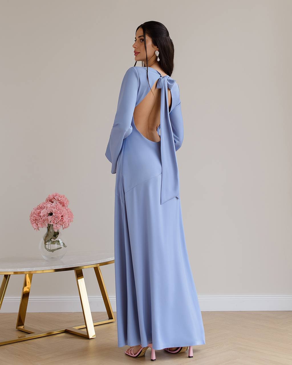 Satin Backless Maxi Dress