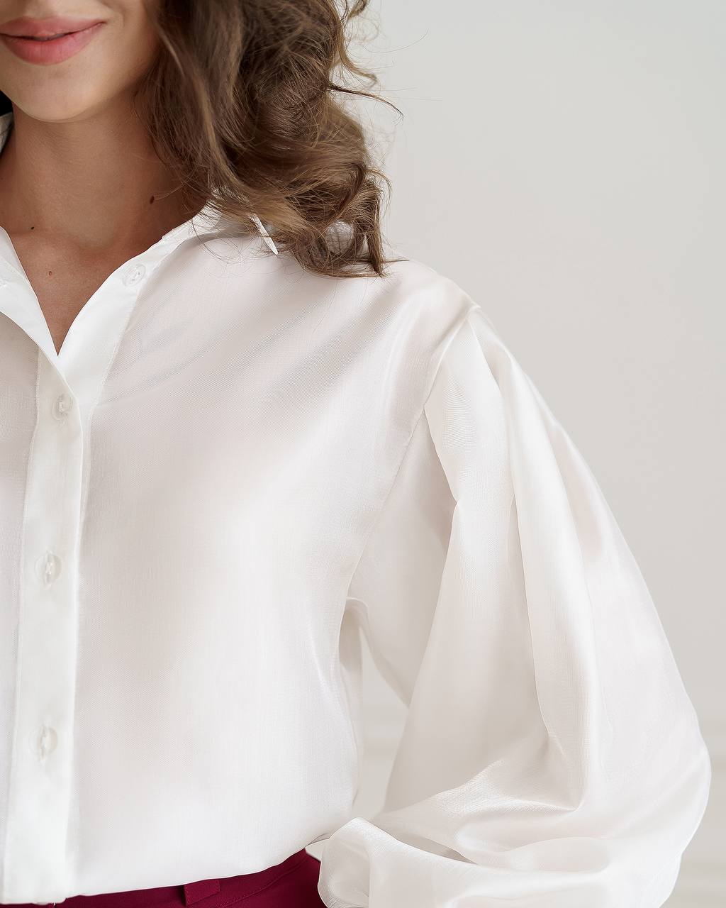 Sheer Puff-Sleeve Blouse