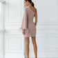 One-Shoulder Feather Sleeve Mini Dress