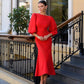 Backless Puff Sleeve Midi Dress