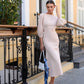 Backless Puff Sleeve Midi Dress