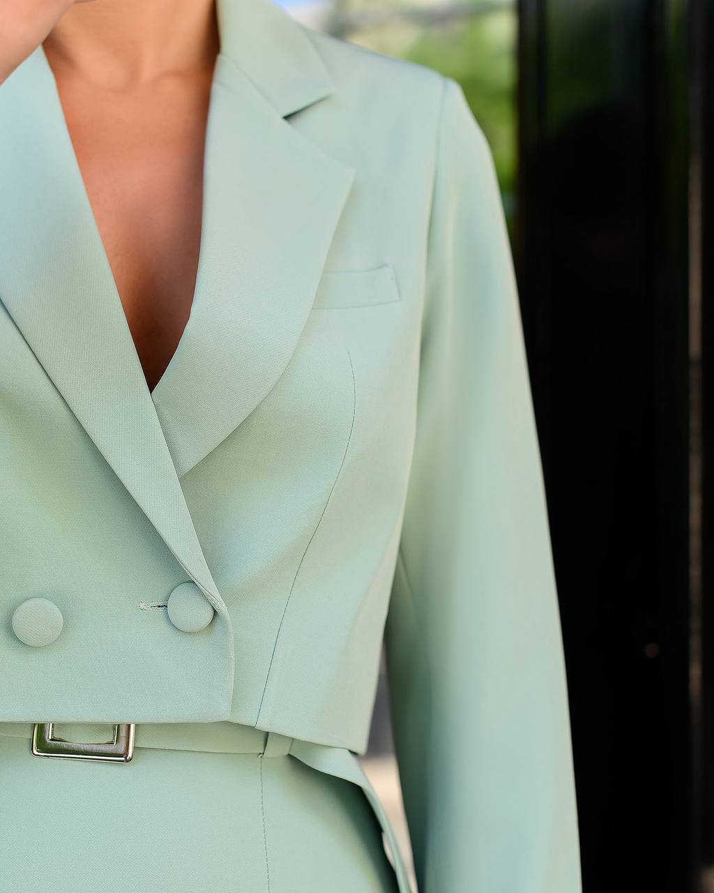 Crop Jacket Skirt Suit 2-Piece Suit