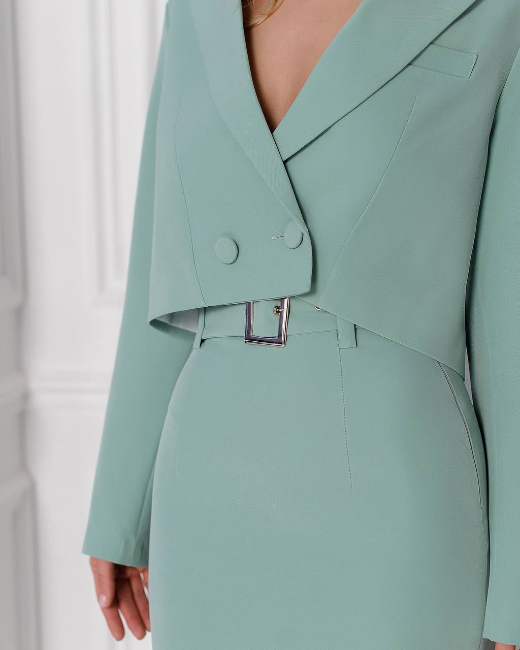 Crop Jacket Skirt Suit 2-Piece Suit