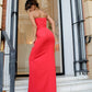 Strapless V-neck Maxi Dress