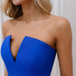 Strapless V-neck Asymmetric Mini Dress