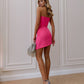 Strapless V-neck Asymmetric Mini Dress