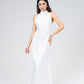Satin Tie-Neck Halter Maxi Dress