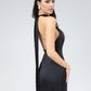 Satin Tie-Neck Halter Maxi Dress