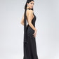 Satin Tie-Neck Halter Maxi Dress