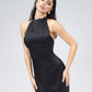Satin Tie-Neck Halter Maxi Dress