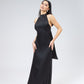 Satin Tie-Neck Halter Maxi Dress