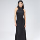 Satin Tie-Neck Halter Maxi Dress