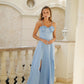Shell-Pleated Bustier Spaghetti Strap Midi Dress