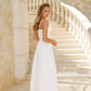 Shell-Pleated Bustier Spaghetti Strap Midi Dress