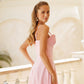 Shell-Pleated Bustier Spaghetti Strap Midi Dress