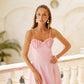 Shell-Pleated Bustier Spaghetti Strap Midi Dress