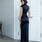 Cap Sleeve Corset Cut-Out Maxi Dress
