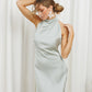 Satin Tie-Neck Halter Maxi Dress