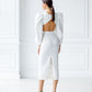 Backless Cut-Out Puff-Sleeve Midi Dress