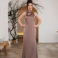 Satin Tie-Neck Halter Maxi Dress