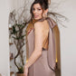 Satin Tie-Neck Halter Maxi Dress