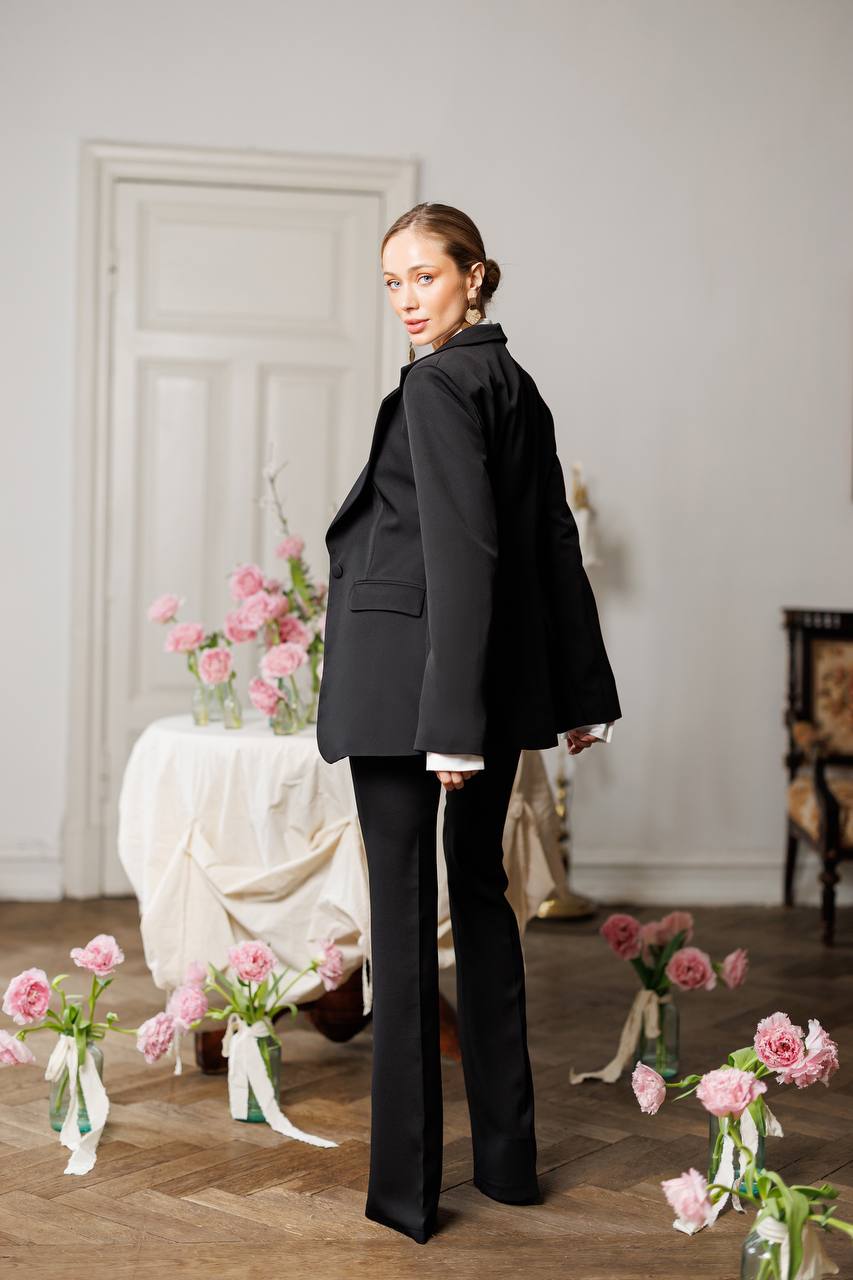 Alexa Notch Lapel Jacket Flared Pants Suit 2-Piece