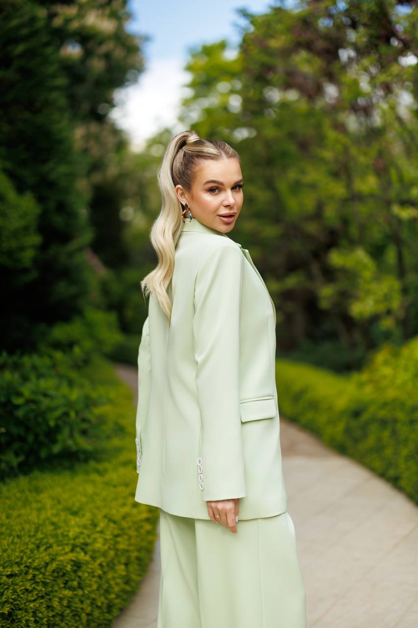 Single-Breasted Wide-Leg Suit 2-Piece