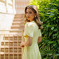 Alexa Round Neck Puff-Sleeve Midi Dress