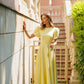 Alexa Round Neck Puff-Sleeve Midi Dress