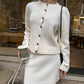 Button Cardigan and Mini Skirt Set