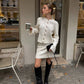 Button Cardigan and Mini Skirt Set