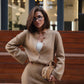 Button Cardigan and Mini Skirt Set