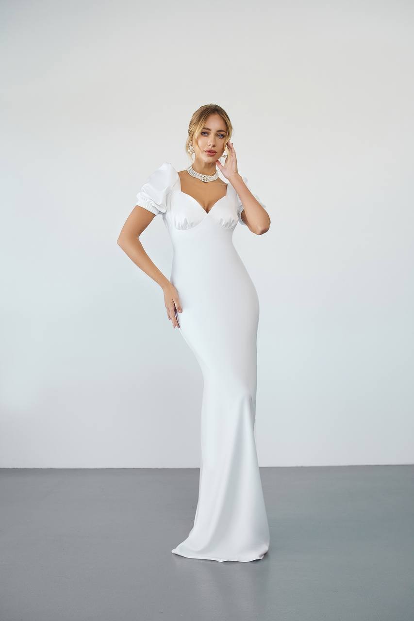 Satin Puff Sleeve Maxi Dress