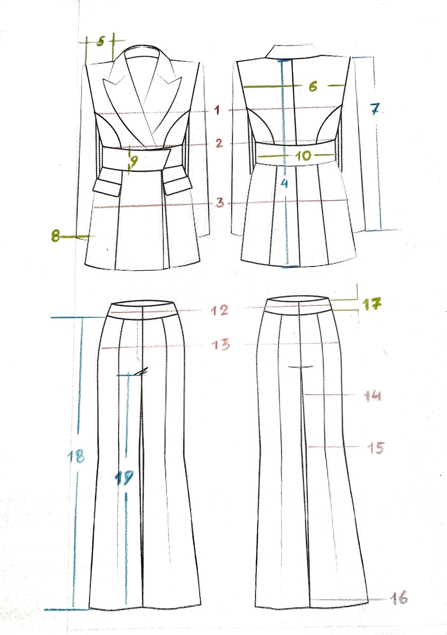 2-Piece Formal Pantsuit With Deep V Jacket