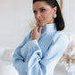 Cocktail High Neck Midi Dress With Long Sleeves & Fluffy Skirt