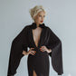 Evening Maxi Dress With Long Flared Angel Sleeves with Deep V And High Slit