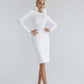 Bodycon Open Back Midi Dress With Long Sleeves