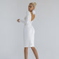 Bodycon Open Back Midi Dress With Long Sleeves