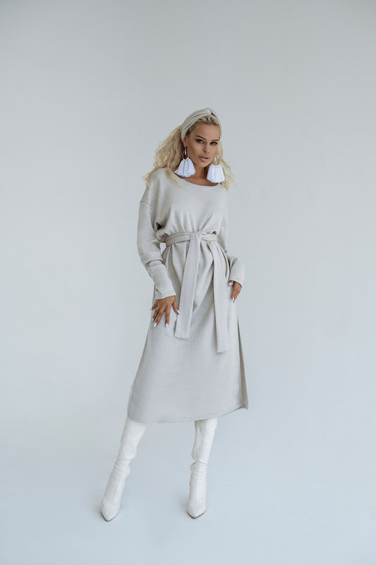 Angora Dress Midi A-line Long Sleeve