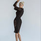 Knitted Midi Bodycon Sexy Dress With Lace