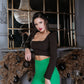 Square Neck Long Sleeve Crop Top
