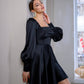 Satin Long Sleeve Mini Dress
