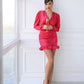Silk Long Sleeve Ruched Mini Dress