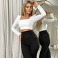 Square Neck Long Sleeve Crop Top