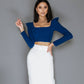 Square Neck Long Sleeve Crop Top