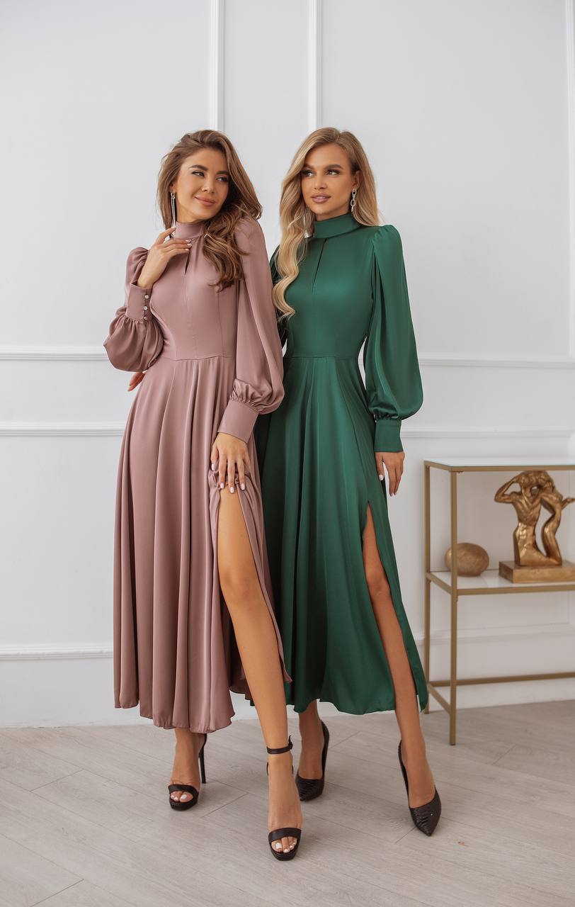 Silk Long Sleeve Maxi Dress