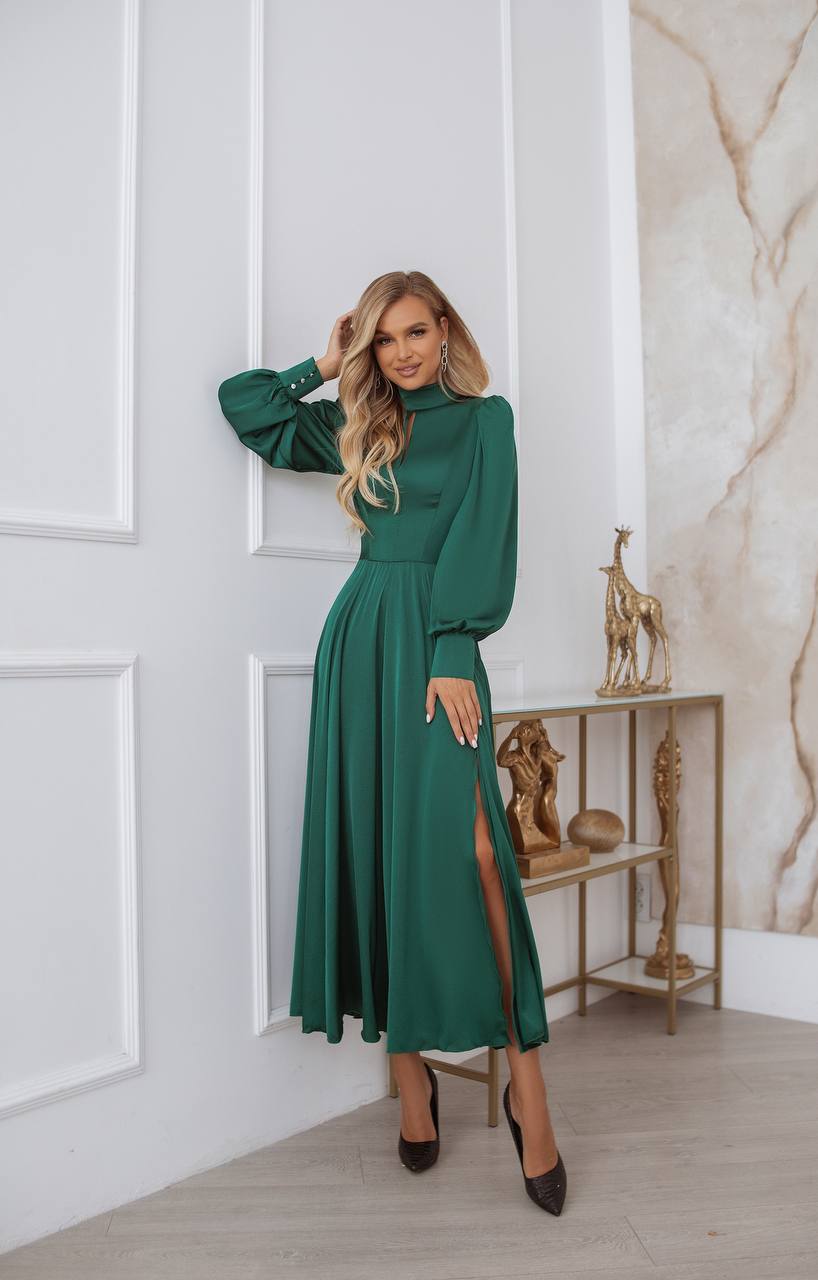 Silk Long Sleeve Maxi Dress